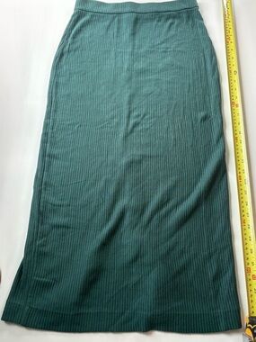 Club Monaco Ribbed Maxi Skirt in Teal Green